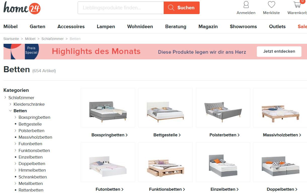 Betten online kaufen bei Home24